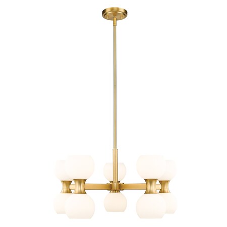 Z-Lite Artemis Chandelier, 10-Light, 25 In.W x 12.75 In.H, Modern Gold/Matte Opal 494-10MGLD